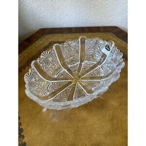 Vintage Fenton Glass Daisy and Button‎ Clear pattern oval footed candy dish